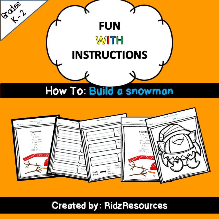 a image of a cover photo with instructions on how to build a snowman